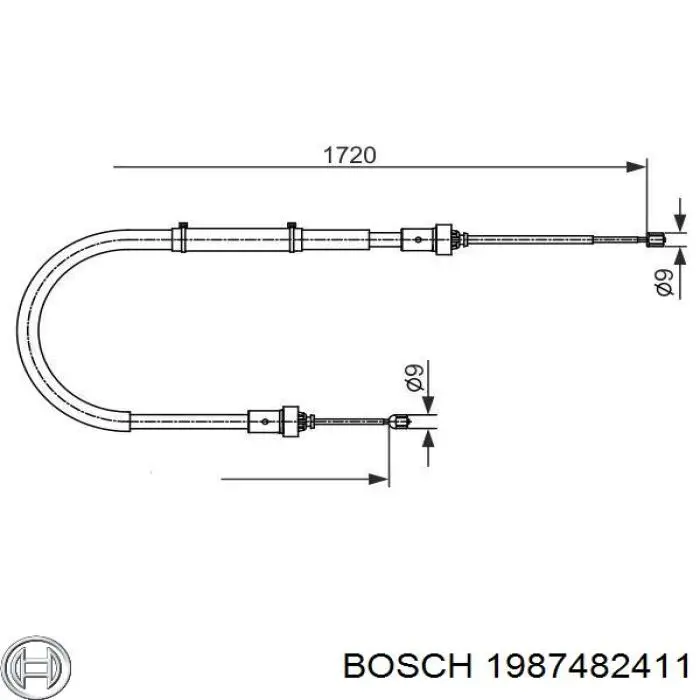 Linka hamulca ręcznego tylna prawa/lewa 1987482411 Bosch