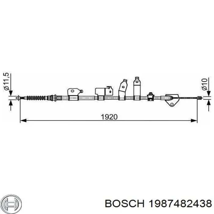 1987482438 Bosch Linka hamulca ręcznego tylna prawa