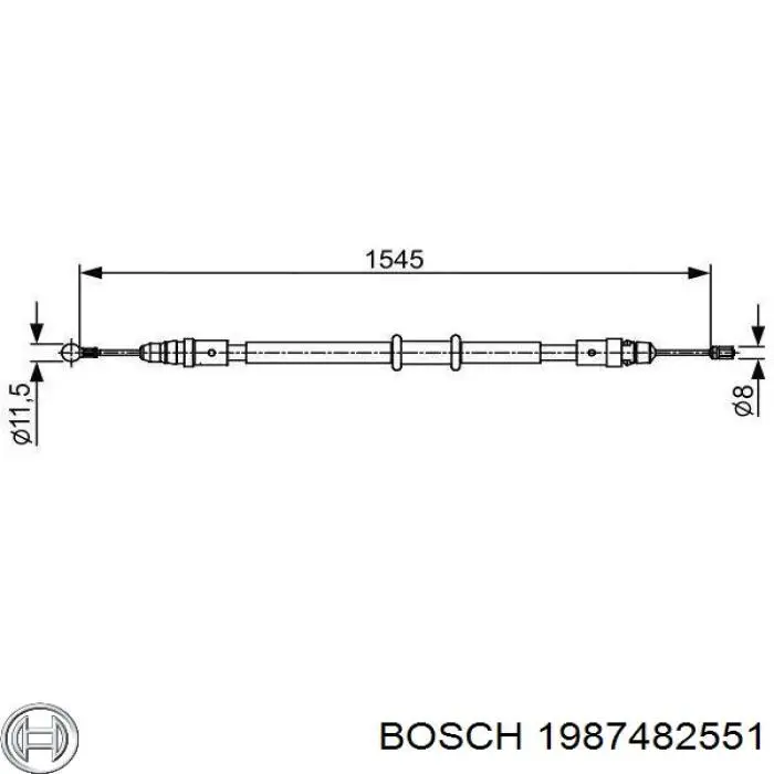 1987482551 Bosch Linka hamulca ręcznego tylna prawa/lewa