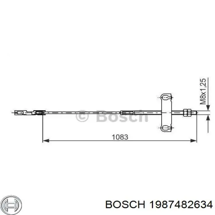 Do koszyka 1987482634 Bosch Linka hamulca ręcznego środkowa