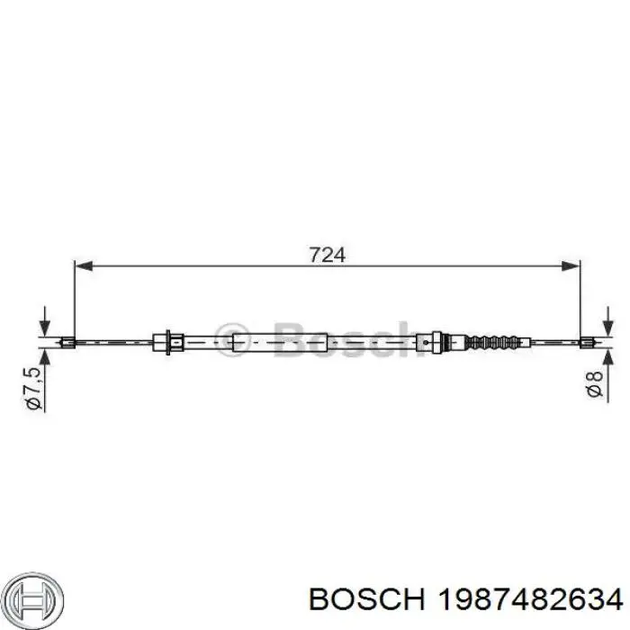 1987482634 Bosch Linka hamulca ręcznego środkowa