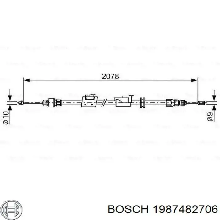 1 987 482 706 Bosch linka hamulca ręcznego tylna lewa