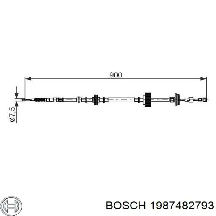 1987482793 Bosch linka hamulca ręcznego tylna prawa