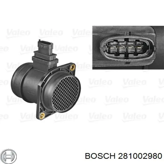 281002980 Bosch Czujnik przepływu powietrza, przepływomierz powietrza M.A.F.