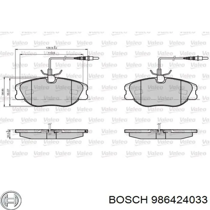 986424033 Bosch Klocki hamulcowe przednie tarczowe