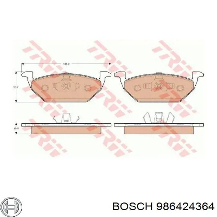 986424364 Bosch klocki hamulcowe przednie tarczowe