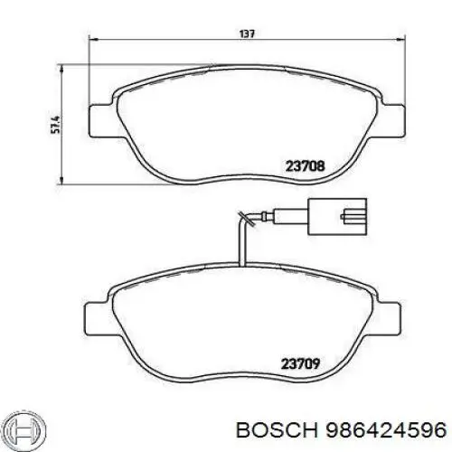 986424596 Bosch Klocki hamulcowe przednie tarczowe