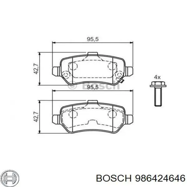 Okładziny (klocki) do hamulców tarczowych tylne 986424646 Bosch