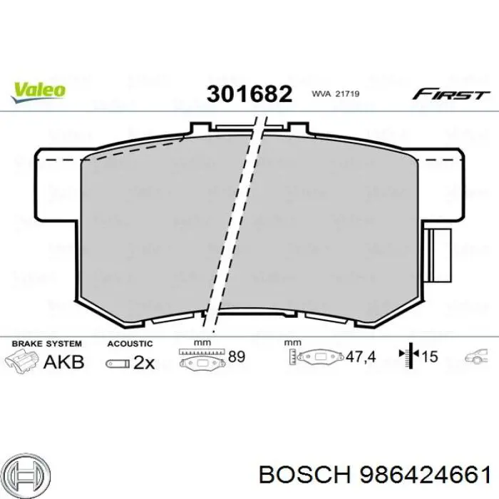 Okładziny (klocki) do hamulców tarczowych tylne Bosch 986424661 cena, od 25,43 USD
