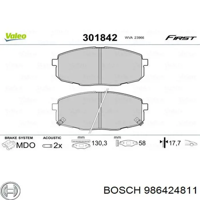 Do koszyka 986424811 Bosch Klocki hamulcowe przednie tarczowe