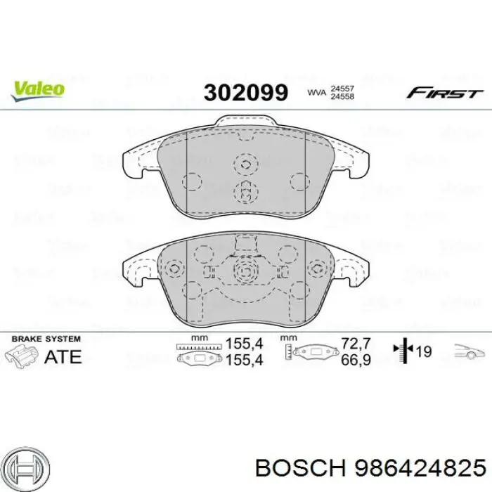Klocki hamulcowe przednie tarczowe 986424825 Bosch