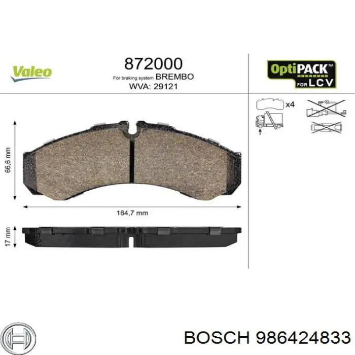 Klocki hamulcowe przednie tarczowe Bosch 986424833 cena, od 34,86 USD