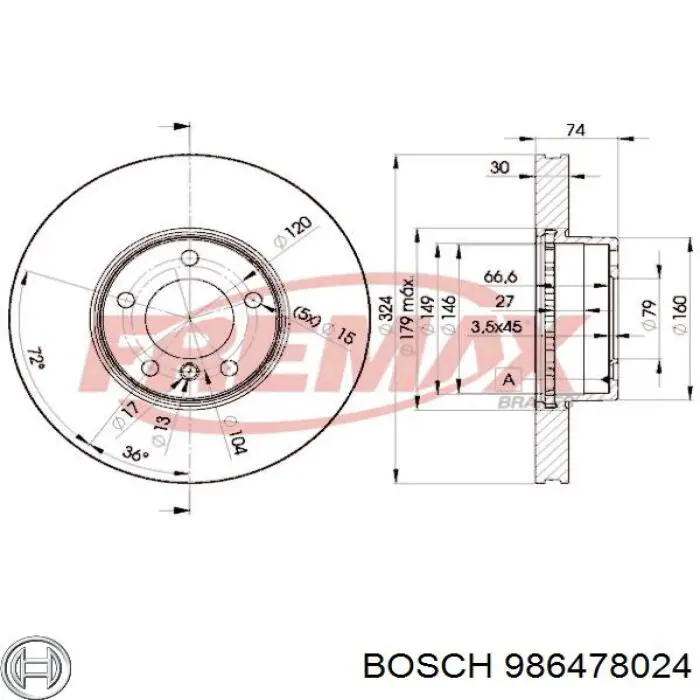 Tarcza hamulcowa przednia Bosch 986478024 cena, od 80,25 USD