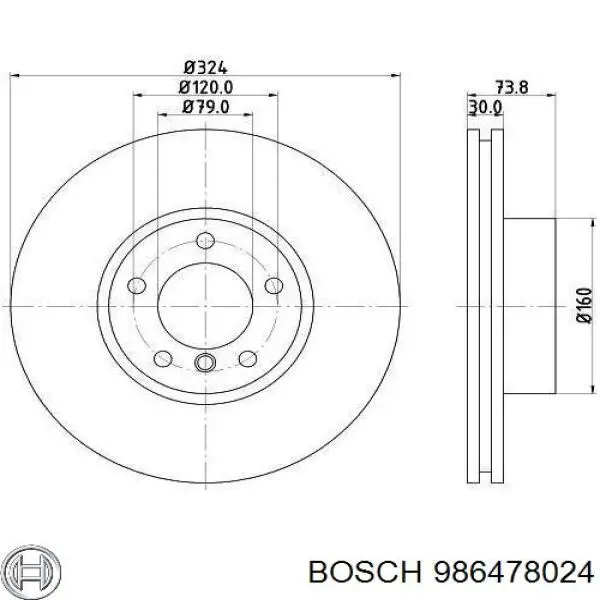 986478024 Bosch Tarcza hamulcowa przednia
