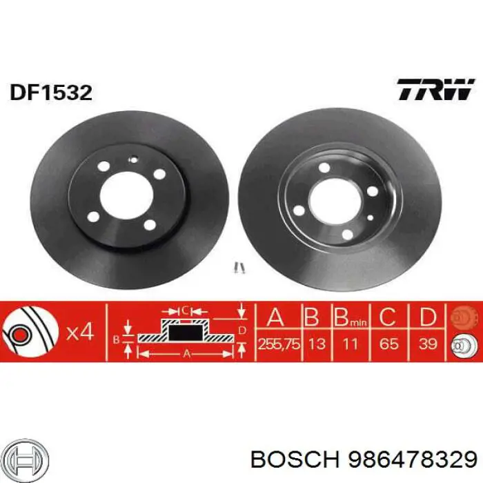 986478329 Bosch tarcza hamulcowa przednia