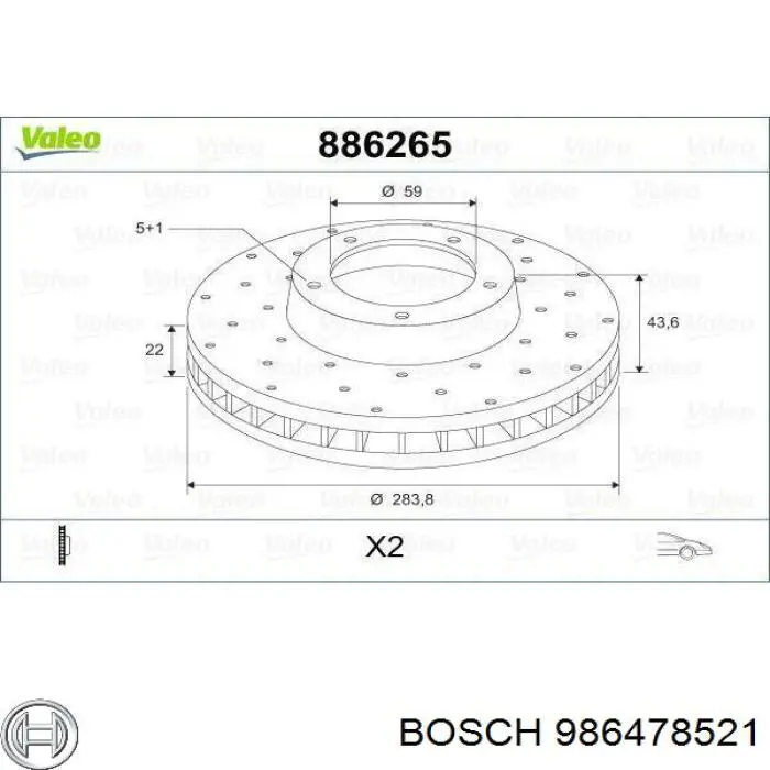 986478521 Bosch tarcza hamulcowa przednia