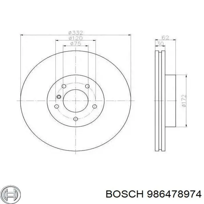 986478974 Bosch tarcza hamulcowa przednia