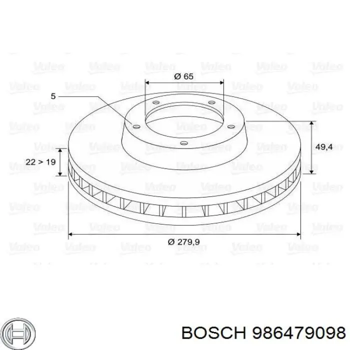 Tarcza hamulcowa przednia 986479098 Bosch