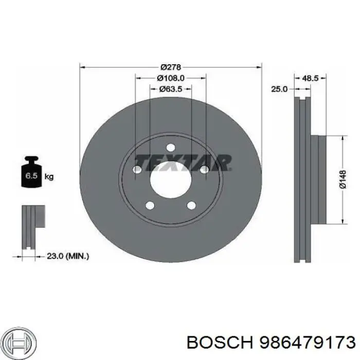 Tarcza hamulcowa przednia 986479173 Bosch