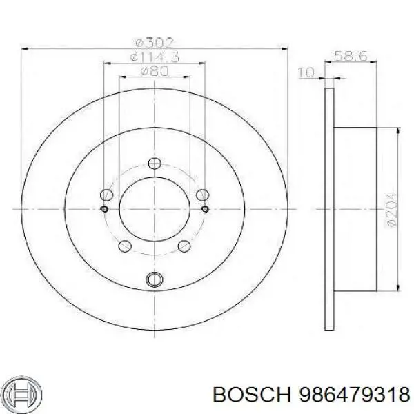 986479318 Bosch tarcza hamulcowa tylna