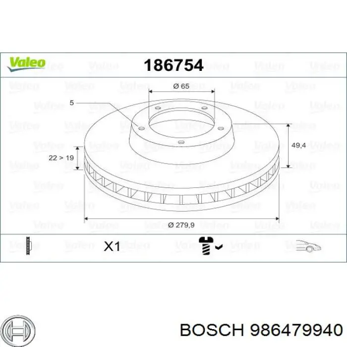 986479940 Bosch tarcza hamulcowa przednia