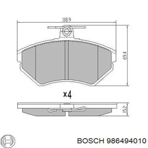 Klocki hamulcowe przednie tarczowe 986494010 Bosch