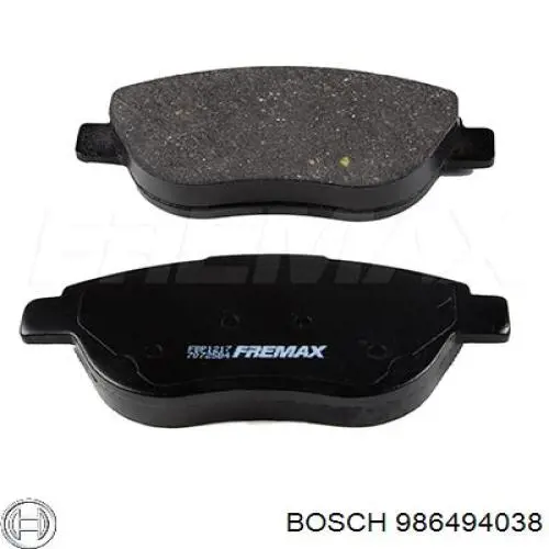 Do koszyka 986494038 Bosch Klocki hamulcowe przednie tarczowe