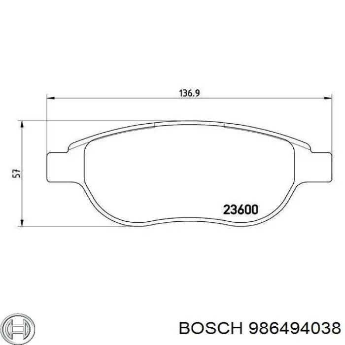 Klocki hamulcowe przednie tarczowe 986494038 Bosch