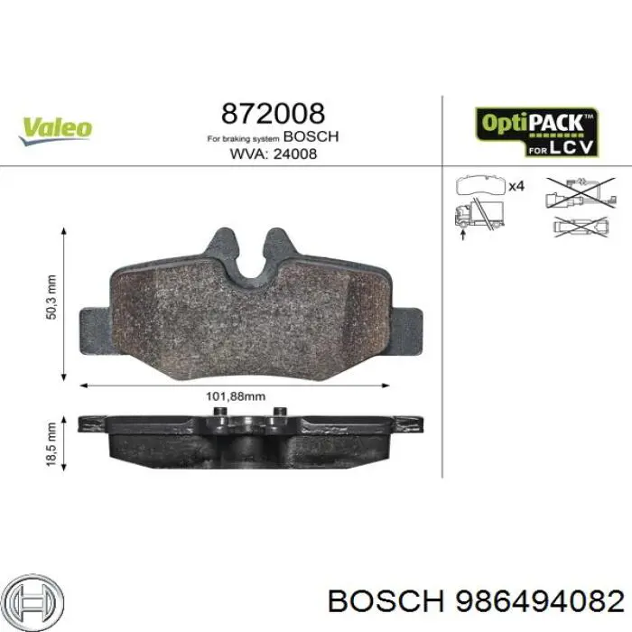 Okładziny (klocki) do hamulców tarczowych tylne 986494082 Bosch
