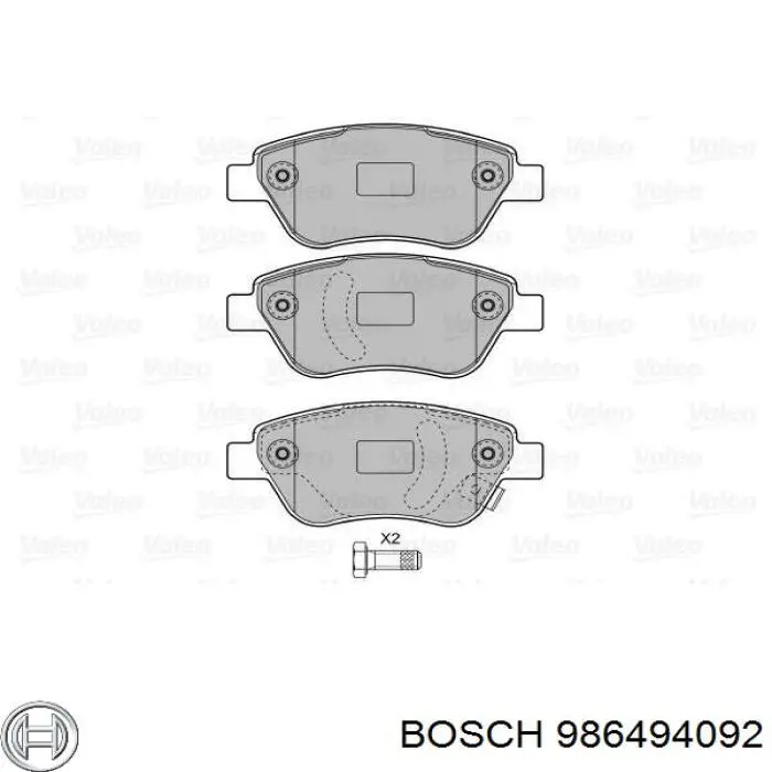 Do koszyka 986494092 Bosch Klocki hamulcowe przednie tarczowe