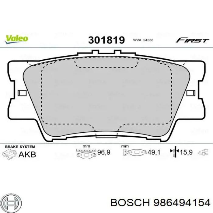 Do koszyka 986494154 Bosch Okładziny (klocki) do hamulców tarczowych tylne