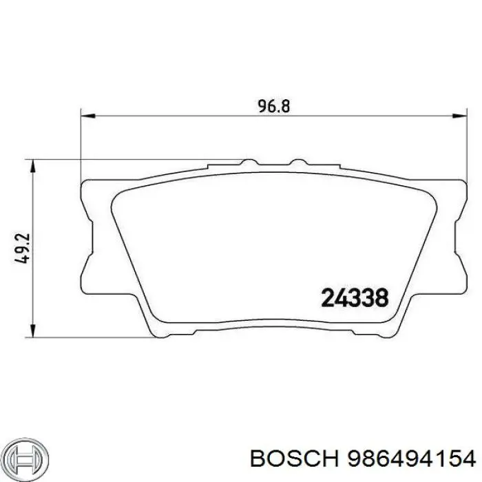 986494154 Bosch Okładziny (klocki) do hamulców tarczowych tylne