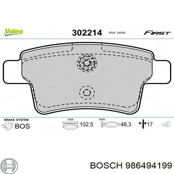 Okładziny (klocki) do hamulców tarczowych tylne 986494199 Bosch