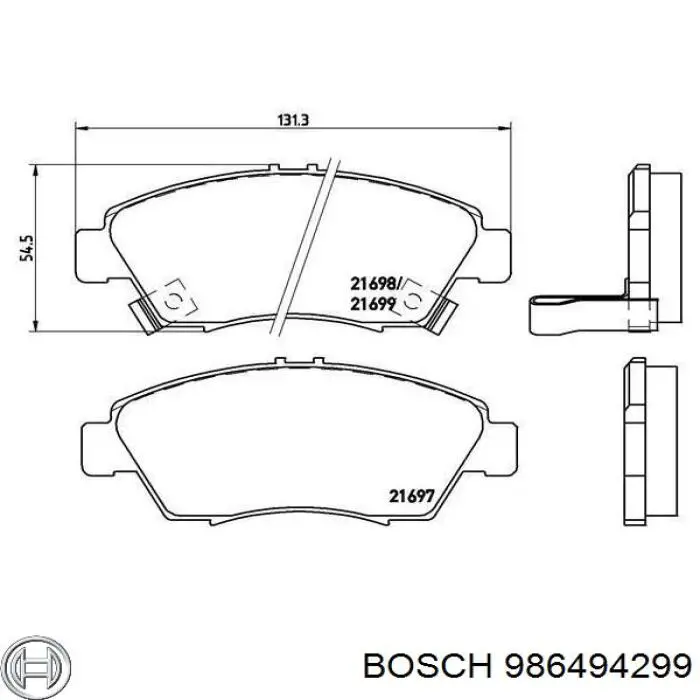 Klocki hamulcowe przednie tarczowe 986494299 Bosch