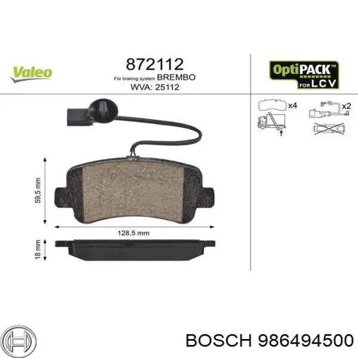 Okładziny (klocki) do hamulców tarczowych tylne 986494500 Bosch