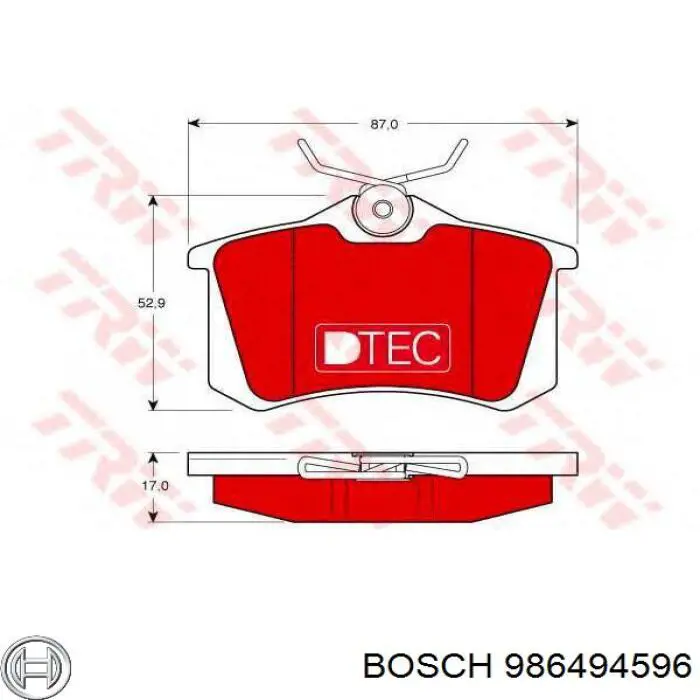 Okładziny (klocki) do hamulców tarczowych tylne 986494596 Bosch