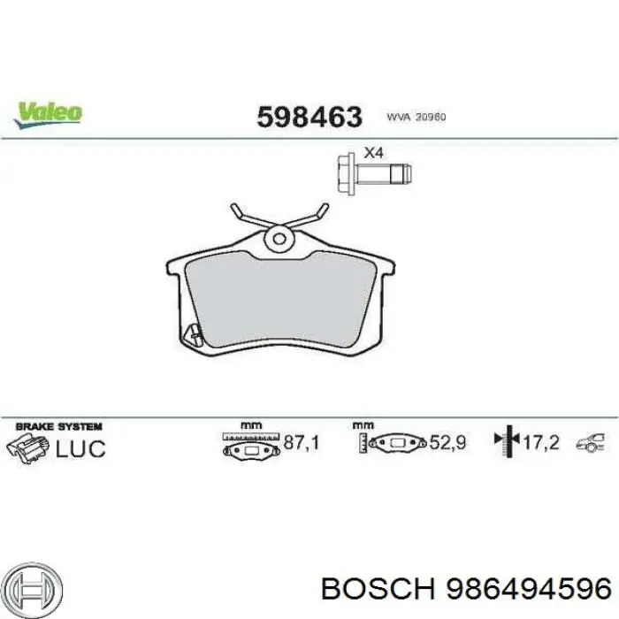 Okładziny (klocki) do hamulców tarczowych tylne 986494596 Bosch