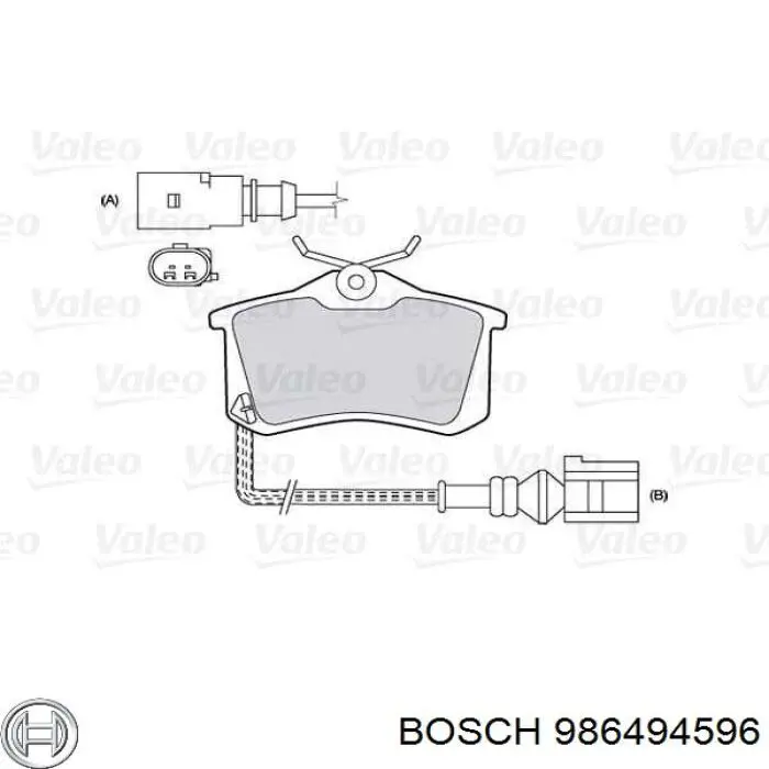 986494596 Bosch Okładziny (klocki) do hamulców tarczowych tylne