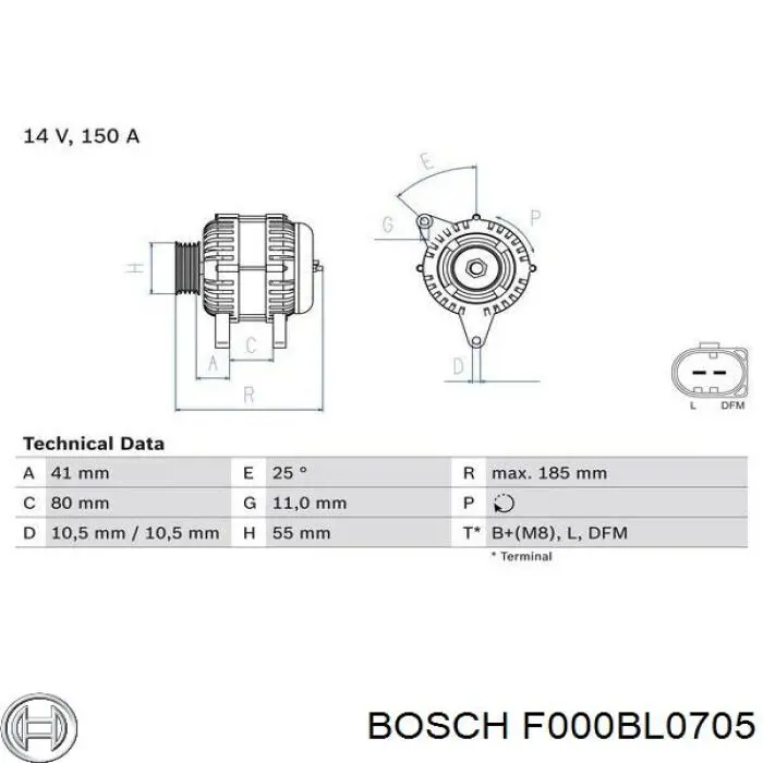 Do koszyka F000BL0705 Bosch Alternator