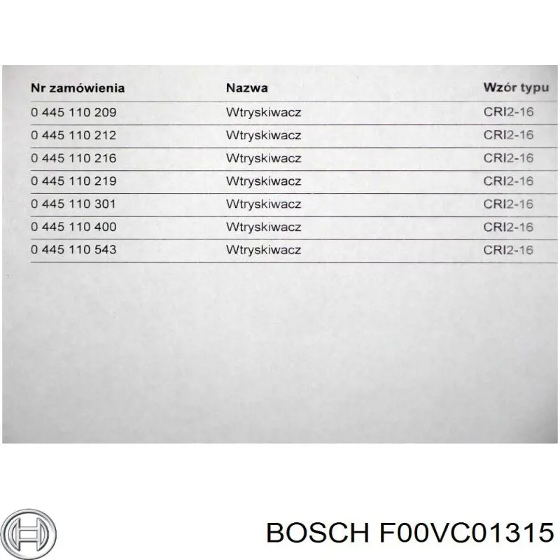 F00VC01315 Bosch Zawór wtryskiwacza