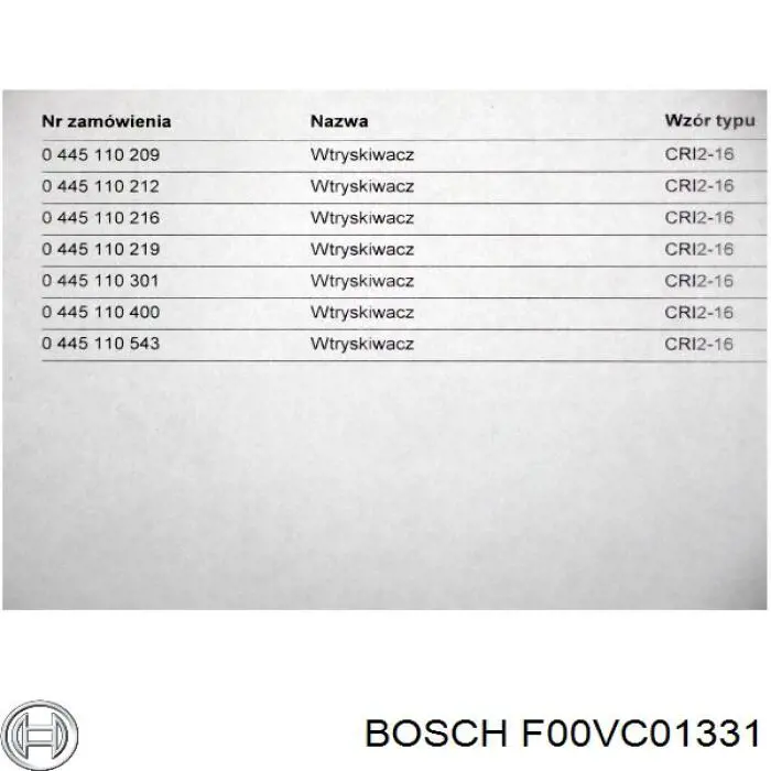 F00VC01331 Bosch zawór wtryskiwacza