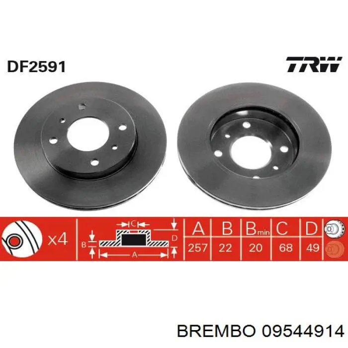 Do koszyka 09544914 Brembo Tarcza hamulcowa przednia