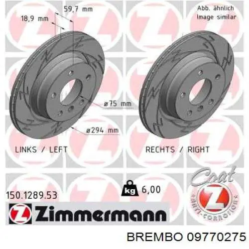 Tarcza hamulcowa tylna Brembo 09770275 cena, od 55,69 USD