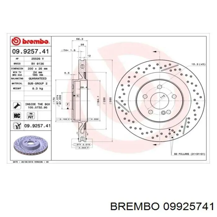 Tarcza hamulcowa tylna Mercedes A1714230212 cena, od 193,78 USD