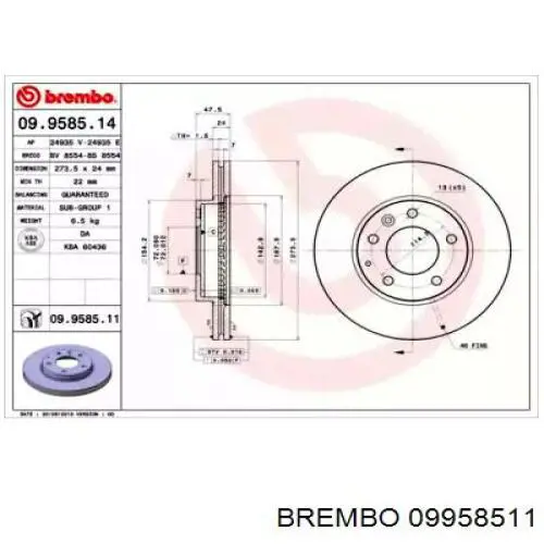 09.9585.11 Brembo tarcza hamulcowa przednia