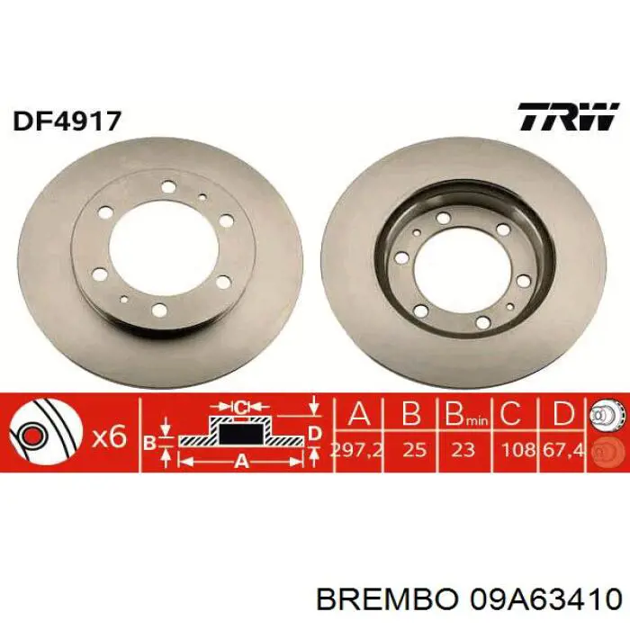 09.A634.10 Brembo tarcza hamulcowa przednia