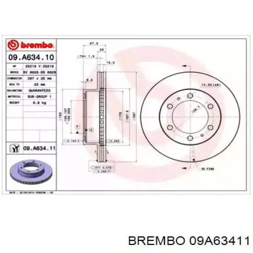 09.A634.11 Brembo tarcza hamulcowa przednia