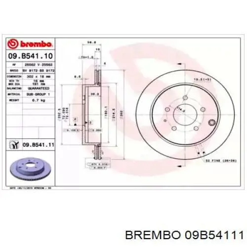 09.B541.11 Brembo tarcza hamulcowa tylna