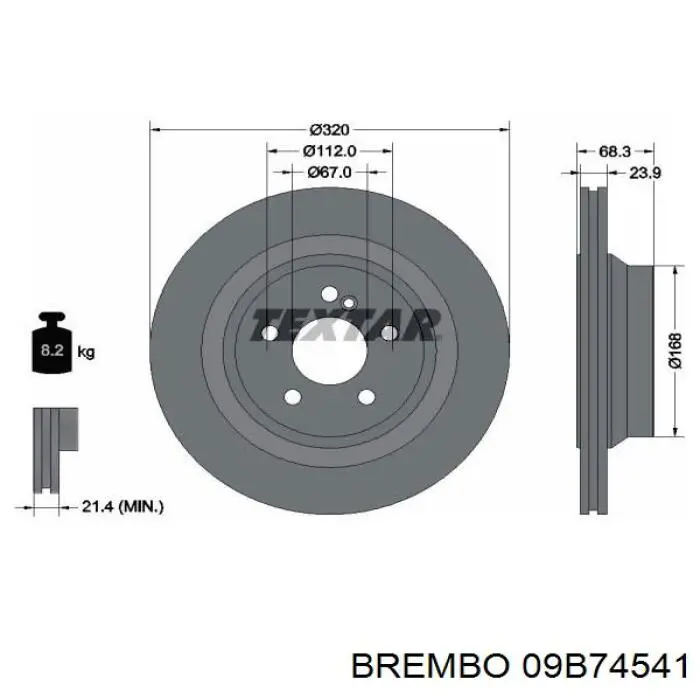 09.B745.41 Brembo tarcza hamulcowa tylna