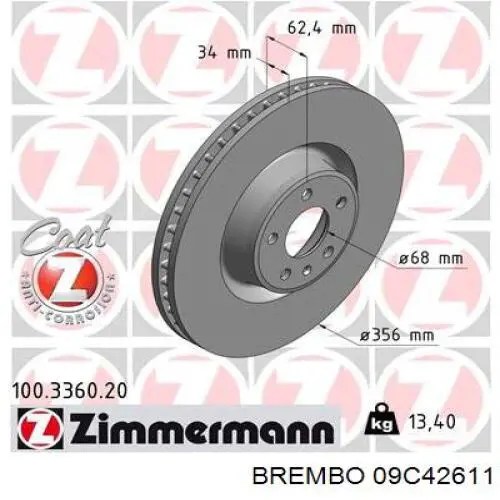 09.C426.11 Brembo tarcza hamulcowa przednia